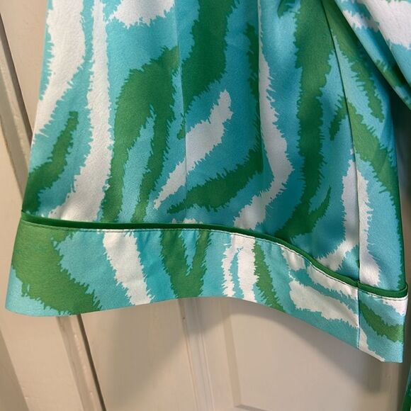 DVF Long Satin Disco 🪩 Zebra 🦓 Green Tie Robe 👘 Gorgeous! - Picture 10 of 17